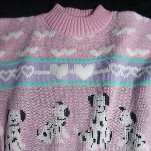 Vintage Adele Knitwear Dalmatians Hearts AOP Crewneck Sweater CUTE
